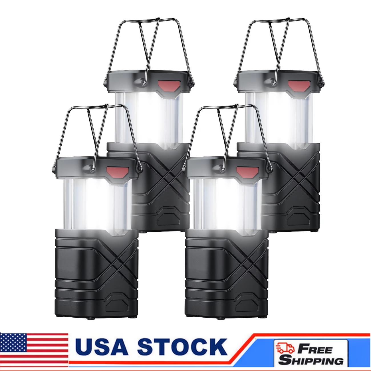 Outdoor Adventure Inc - Solar Camping Lantern 2/4-Pack, Rechargeable LED