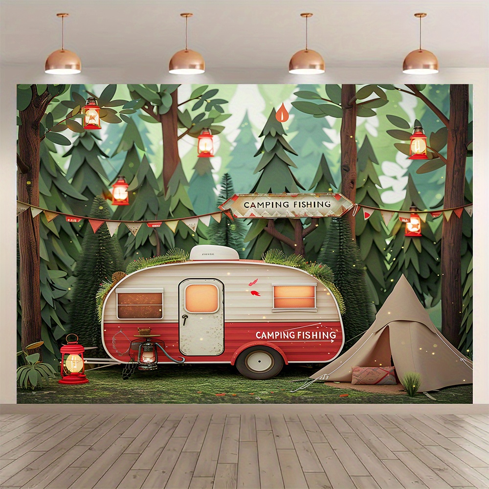 Polyester Jungle camping theme - Outdoor Adventure Birthday Party 评论和价格