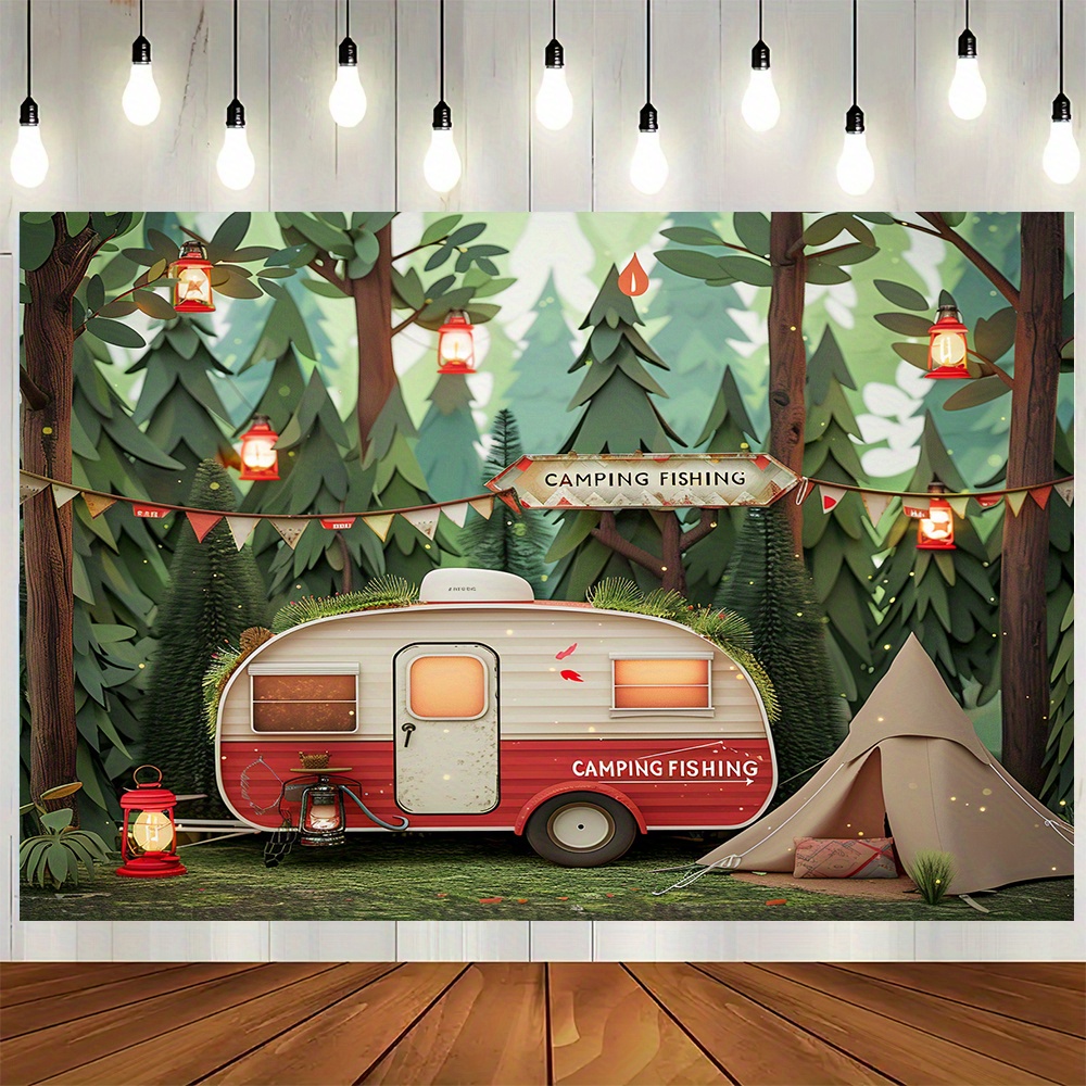 Polyester Jungle camping theme - Outdoor Adventure Birthday Party 评论和价格