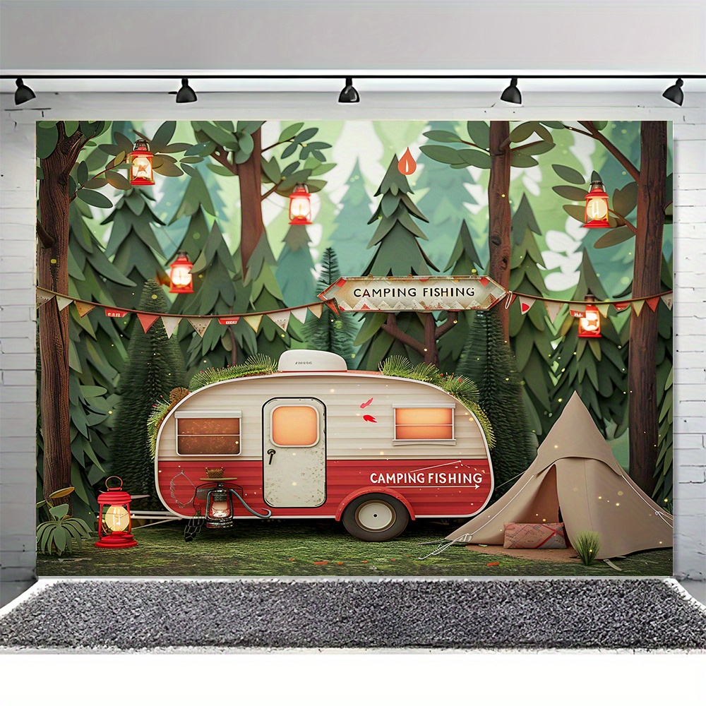Polyester Jungle camping theme - Outdoor Adventure Birthday Party 评论和价格