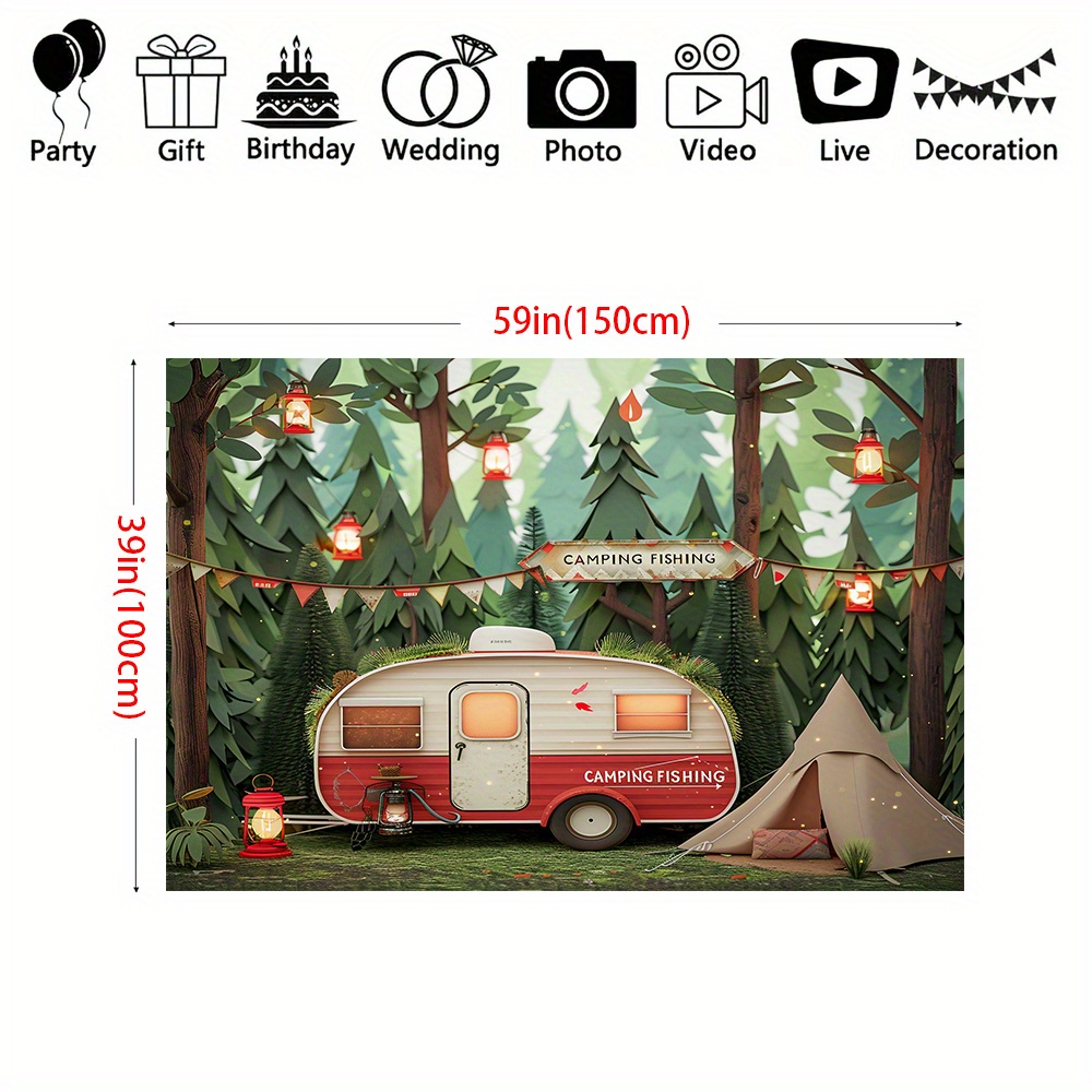Polyester Jungle camping theme - Outdoor Adventure Birthday Party 评论和价格