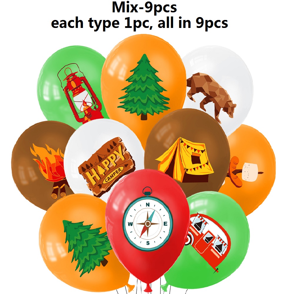 9pcs Happy Camping Balloon, Ou - Outdoor Adventure Birthday Party 评论和价格