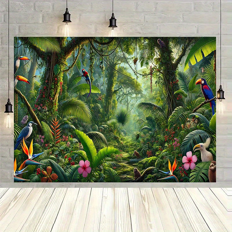 1pc Jungle Adventure Backgroun - Outdoor Adventure Birthday Party 评论和价格