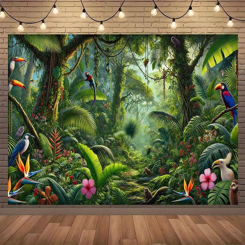 1pc Jungle Adventure Backgroun - Outdoor Adventure Birthday Party 评论和价格