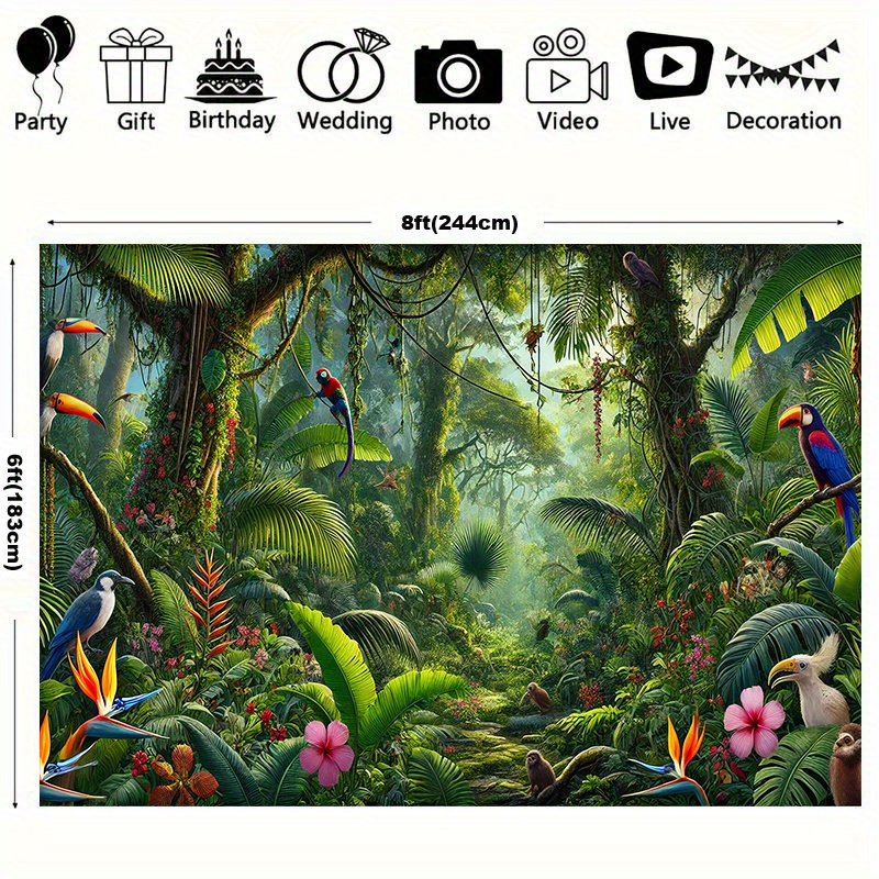 1pc Jungle Adventure Backgroun - Outdoor Adventure Birthday Party 评论和价格